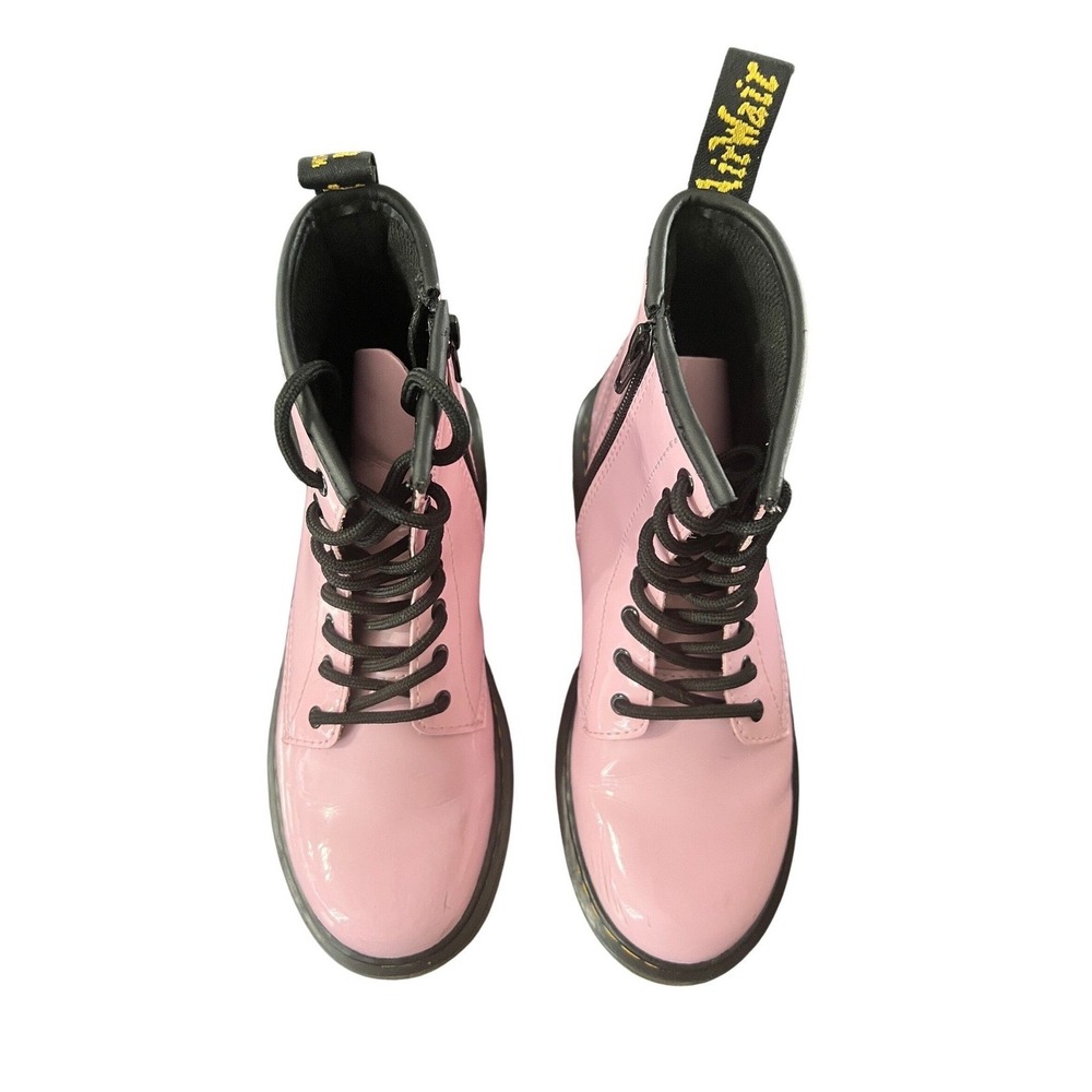 Dr. Martens 1460 J Pink Patent Leather Lace Up Side Zip Combat Boots US 5L UK 3